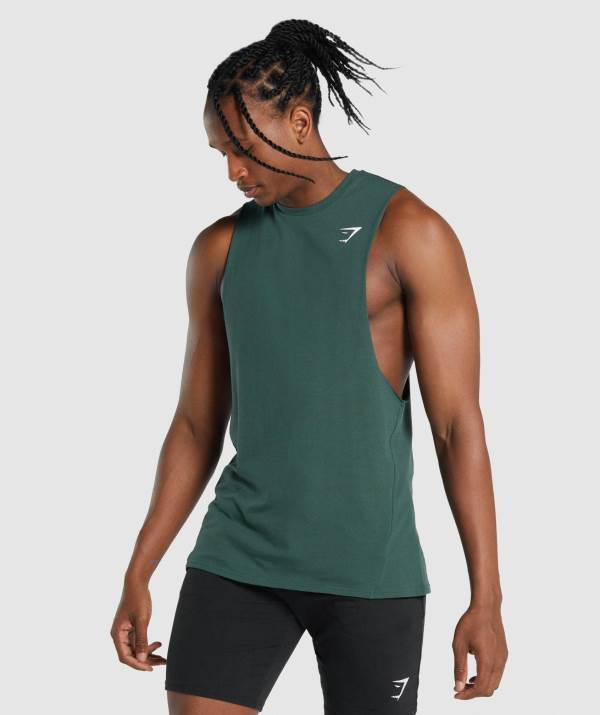 Panske Tielko Gymshark Critical 2.0 Drop Arm Tmavo Zelene | GF4570239